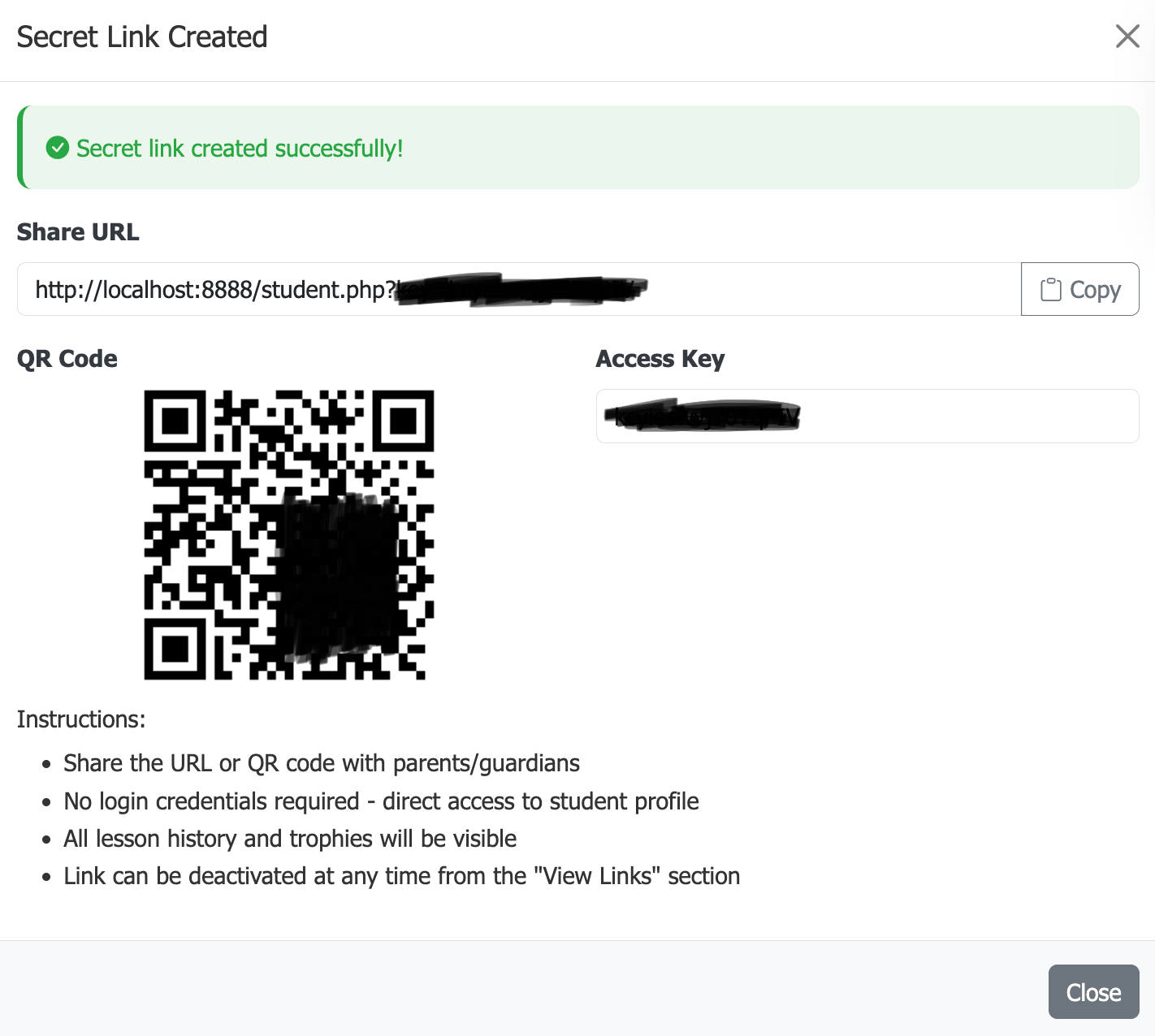 Student Secret Link