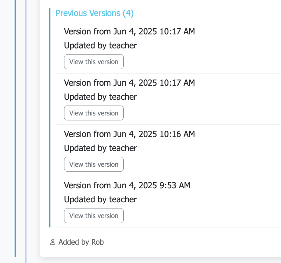 Lesson Versioning